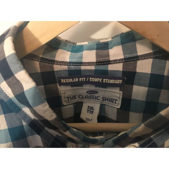 Old Navy The Classic Shirt Mens Sz XXL Blue/black Plaid - Picture 4 of 5